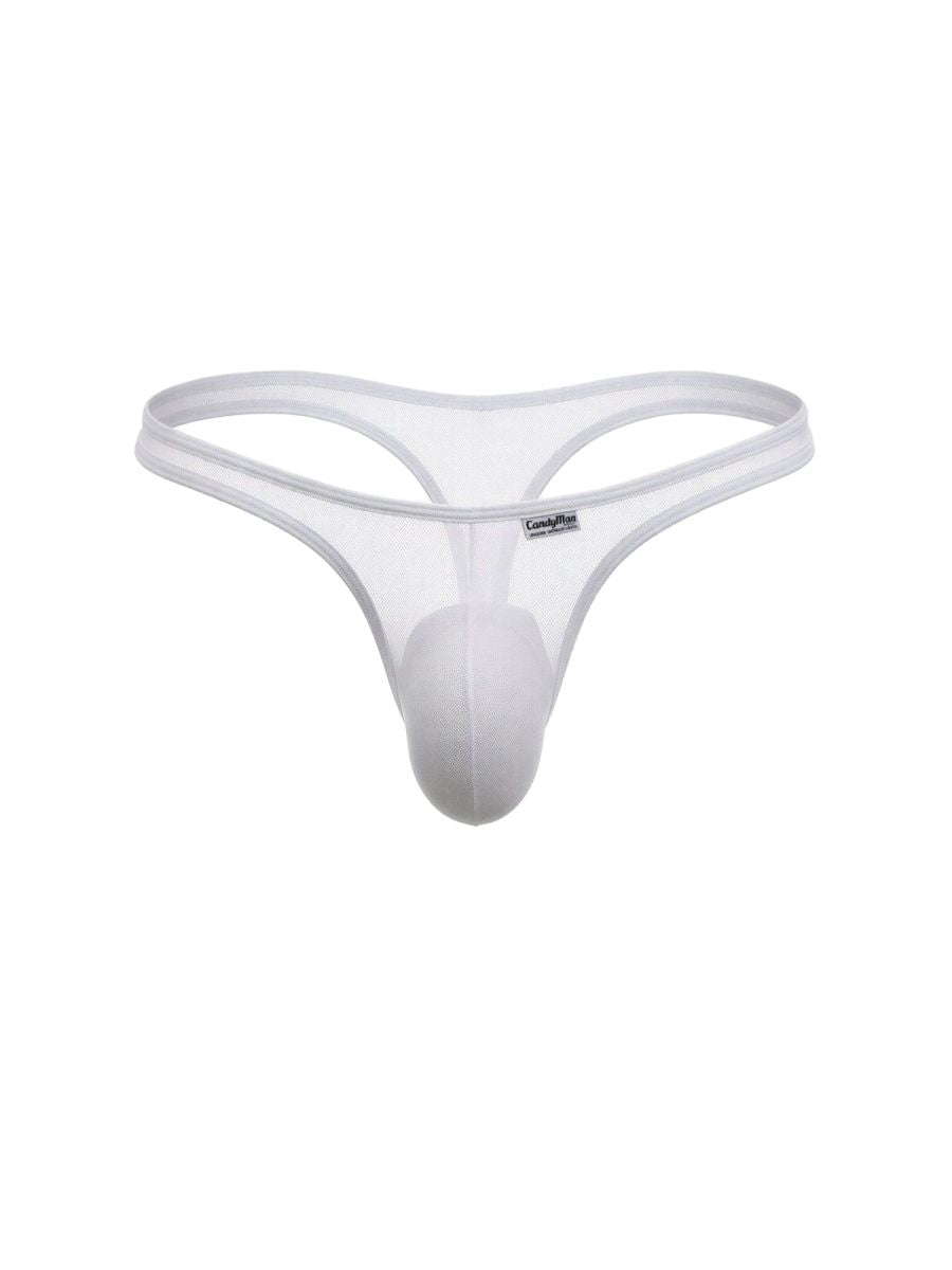 CandyMan 99954 Mens Minimal Barely There Thongs White Mesh Plus Sizes
