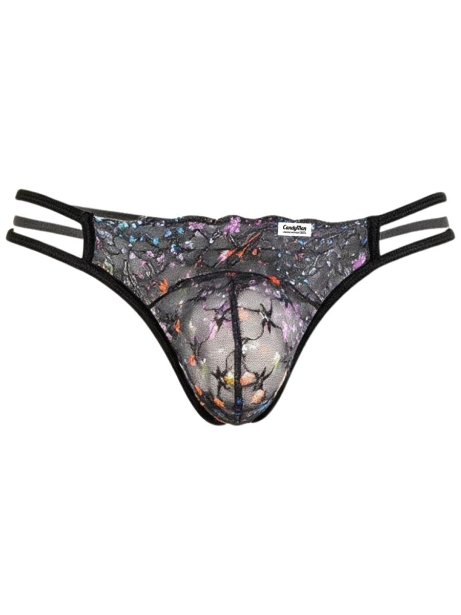 CandyMan 99977 Mens Printed Mesh Unleash Your Bold Style Jockstrap Black