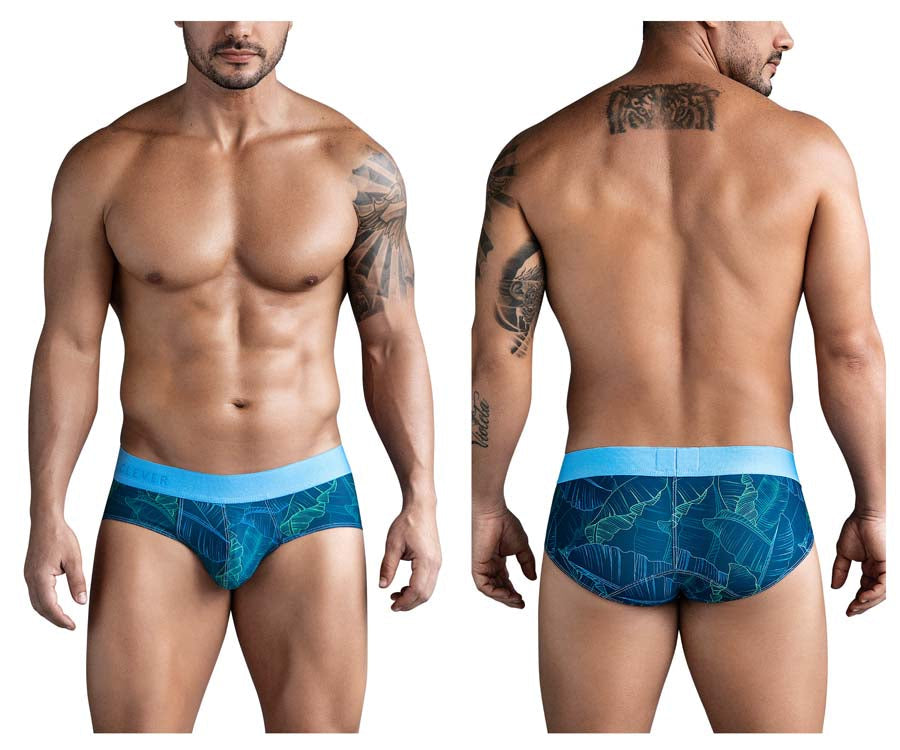 Clever 1728 Mens Shape Leaf Inspired Print Briefs Dark Blue