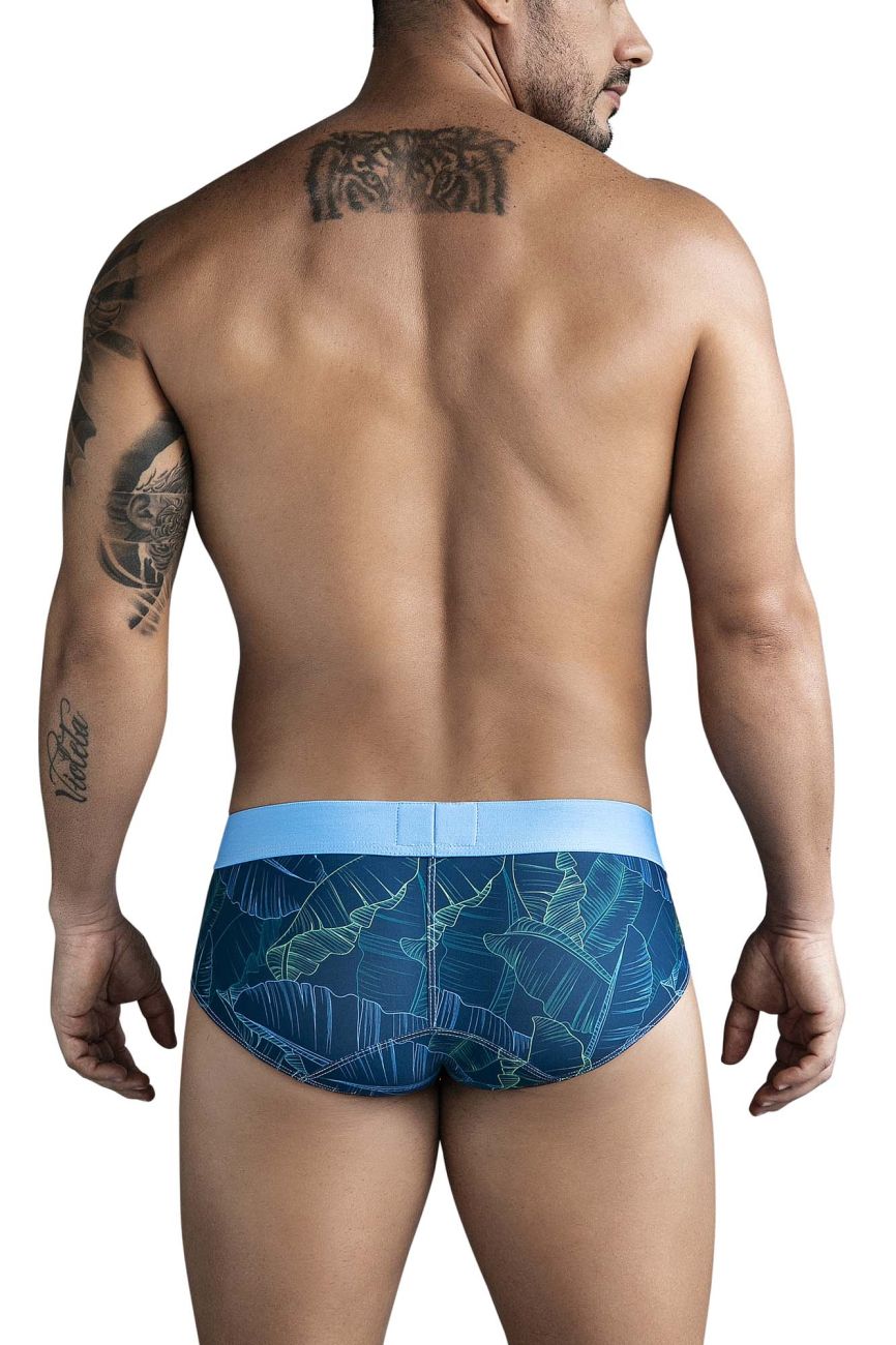 Clever 1728 Mens Shape Leaf Inspired Print Briefs Dark Blue
