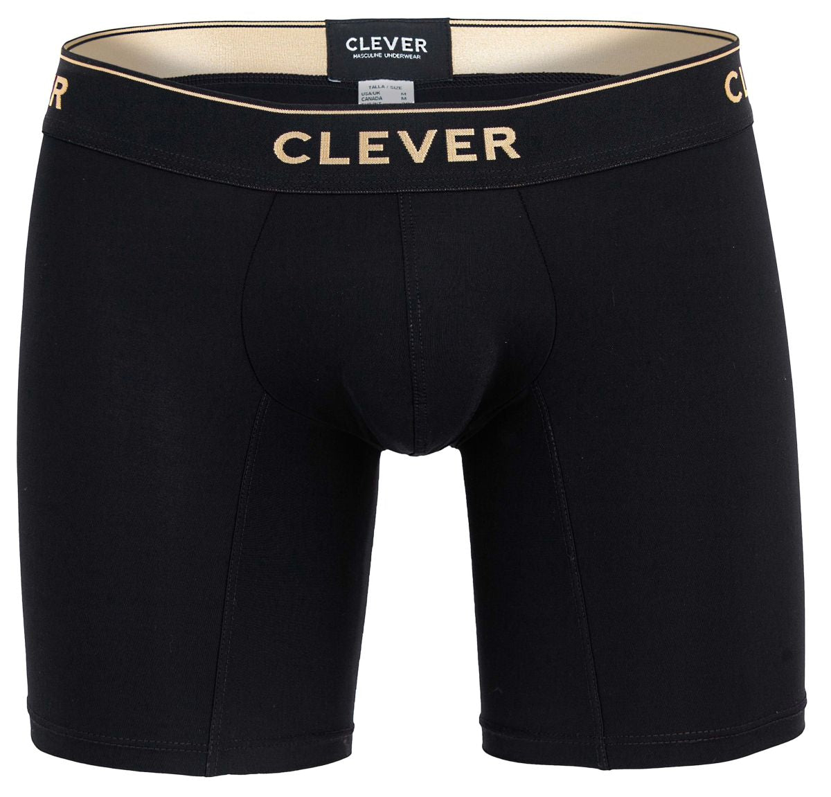 Clever 2027 Valladolid Mens Sleek Long Leg Boxer Briefs Black
