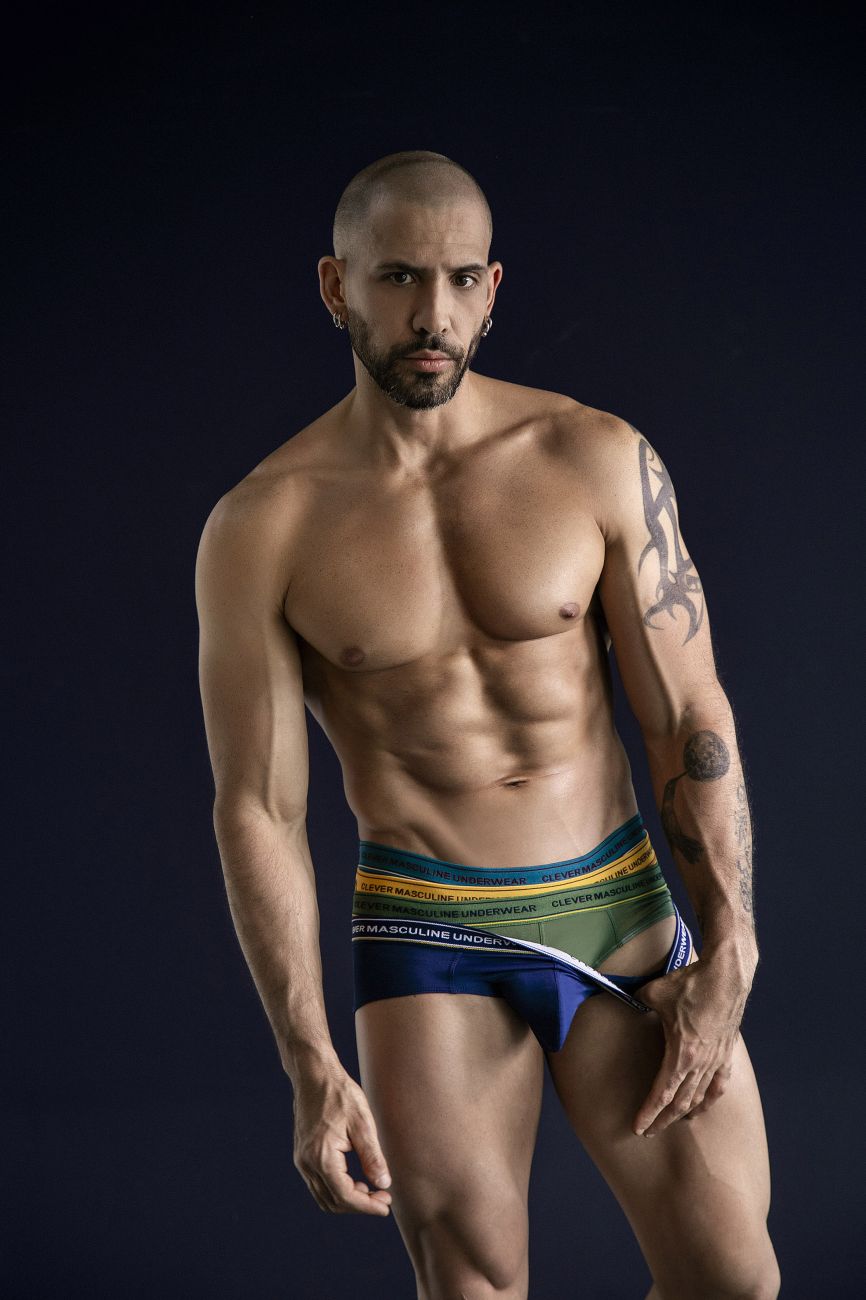 Clever 519969 3 Pack Mens Australian Latin Briefs Blue-Petrol-Green