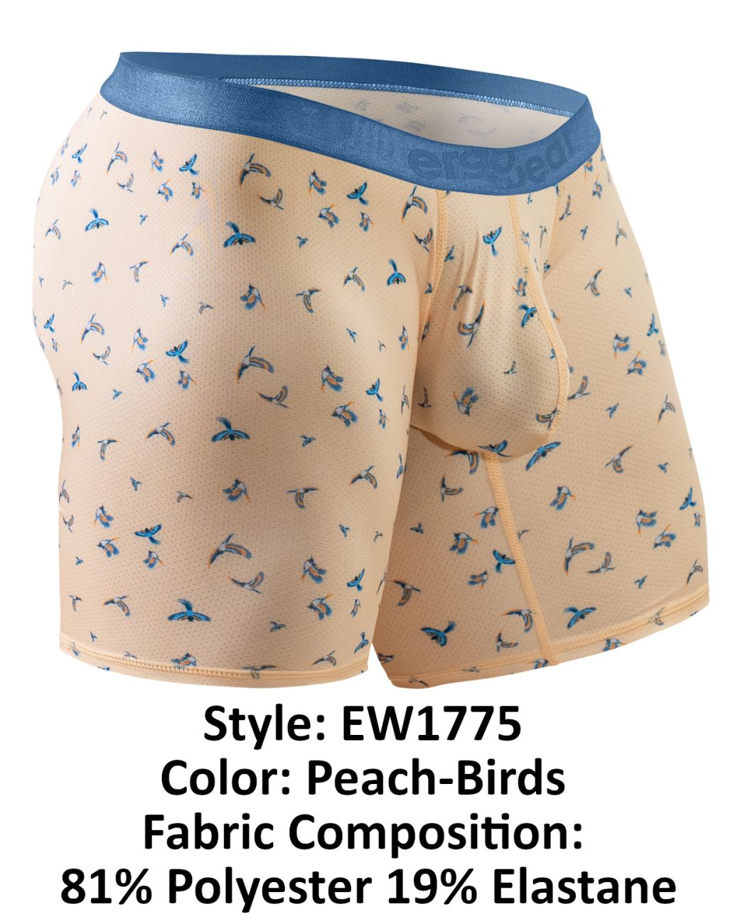 ErgoWear EW1775 SLK SE Male Comfortable Boxer Briefs Peach Birds
