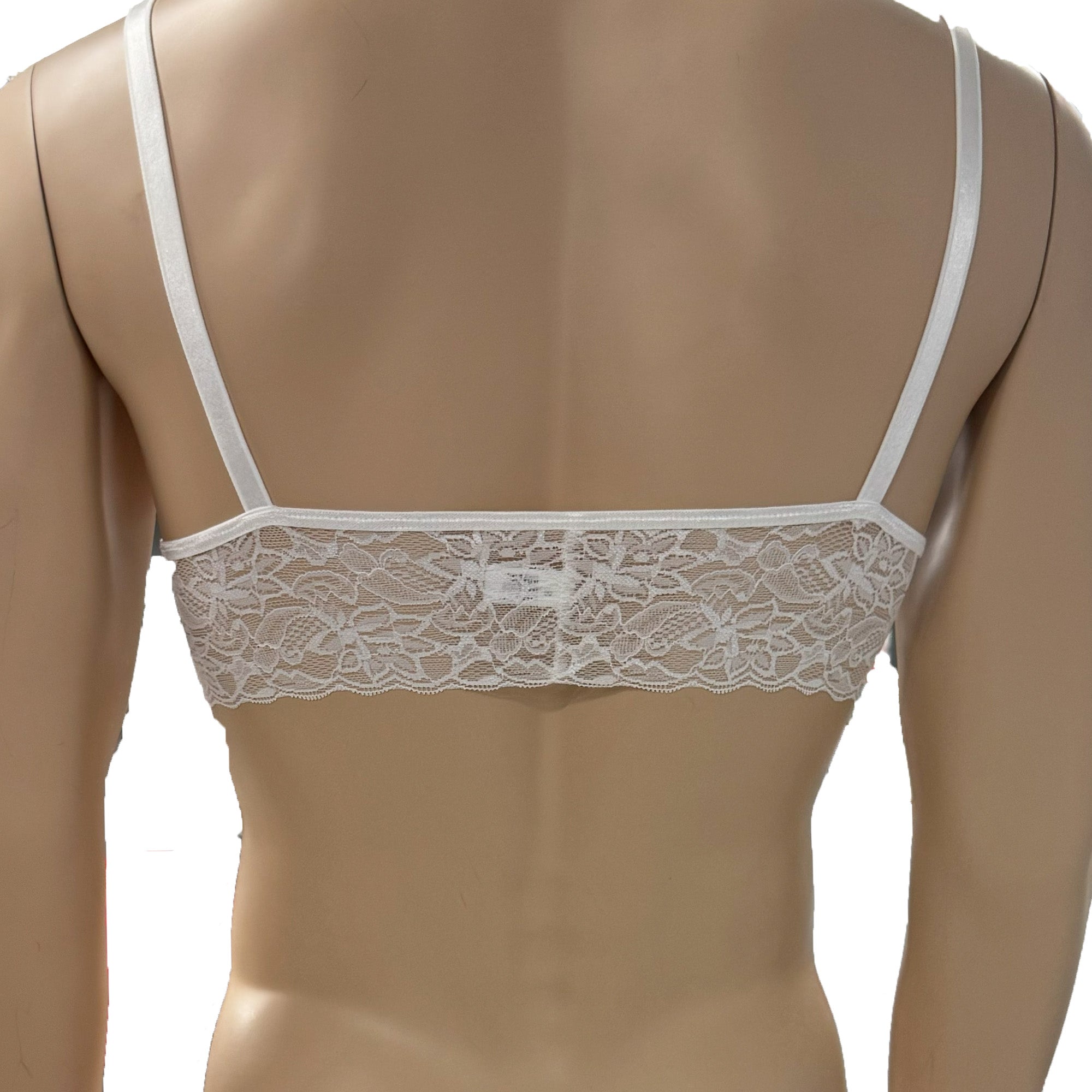 Mens Jackie & Lace Bra Top with Fun & Flirty Detail (light pink & white lace plus other colours)