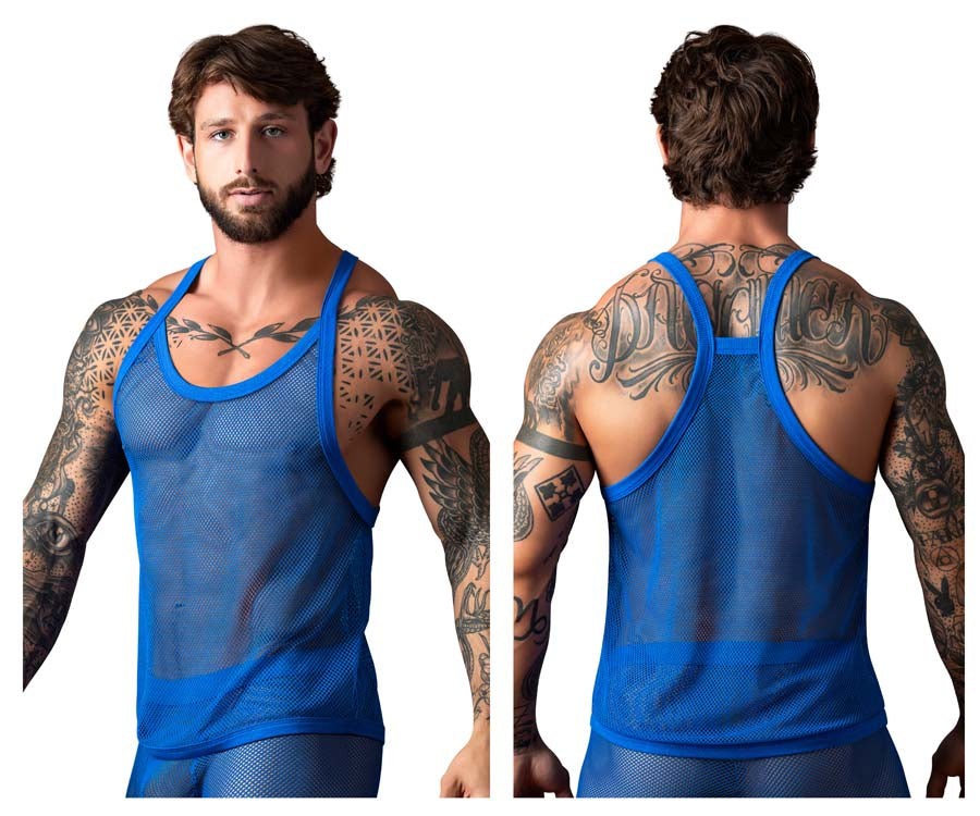 Male Power 110-11C Mens Sexy Stretch Fishnet Tank Top Royal