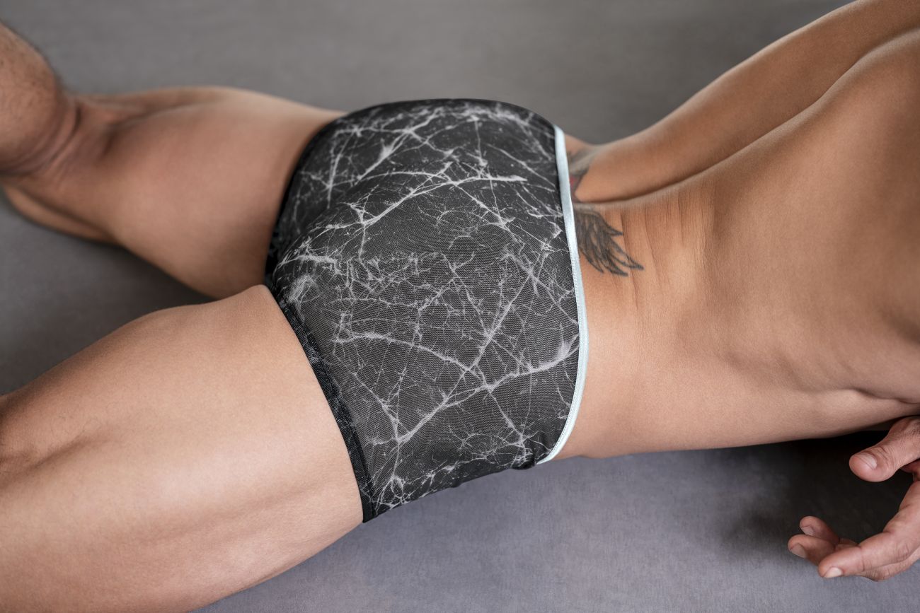 Male Power 130-290 Marble Mesh Micro Mini Short Black