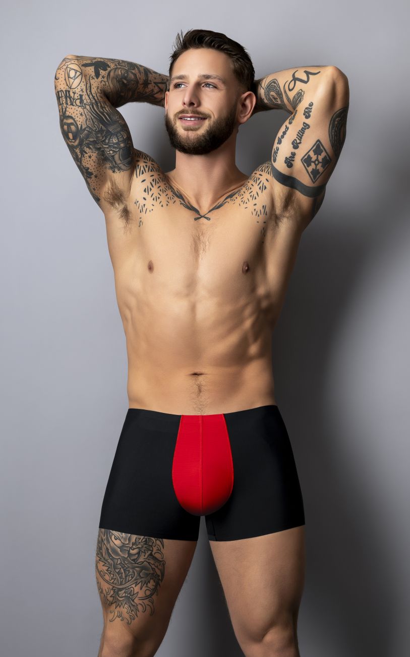 Male Power 154-300 Mens Hot Mesh Pouch Short Black-Red