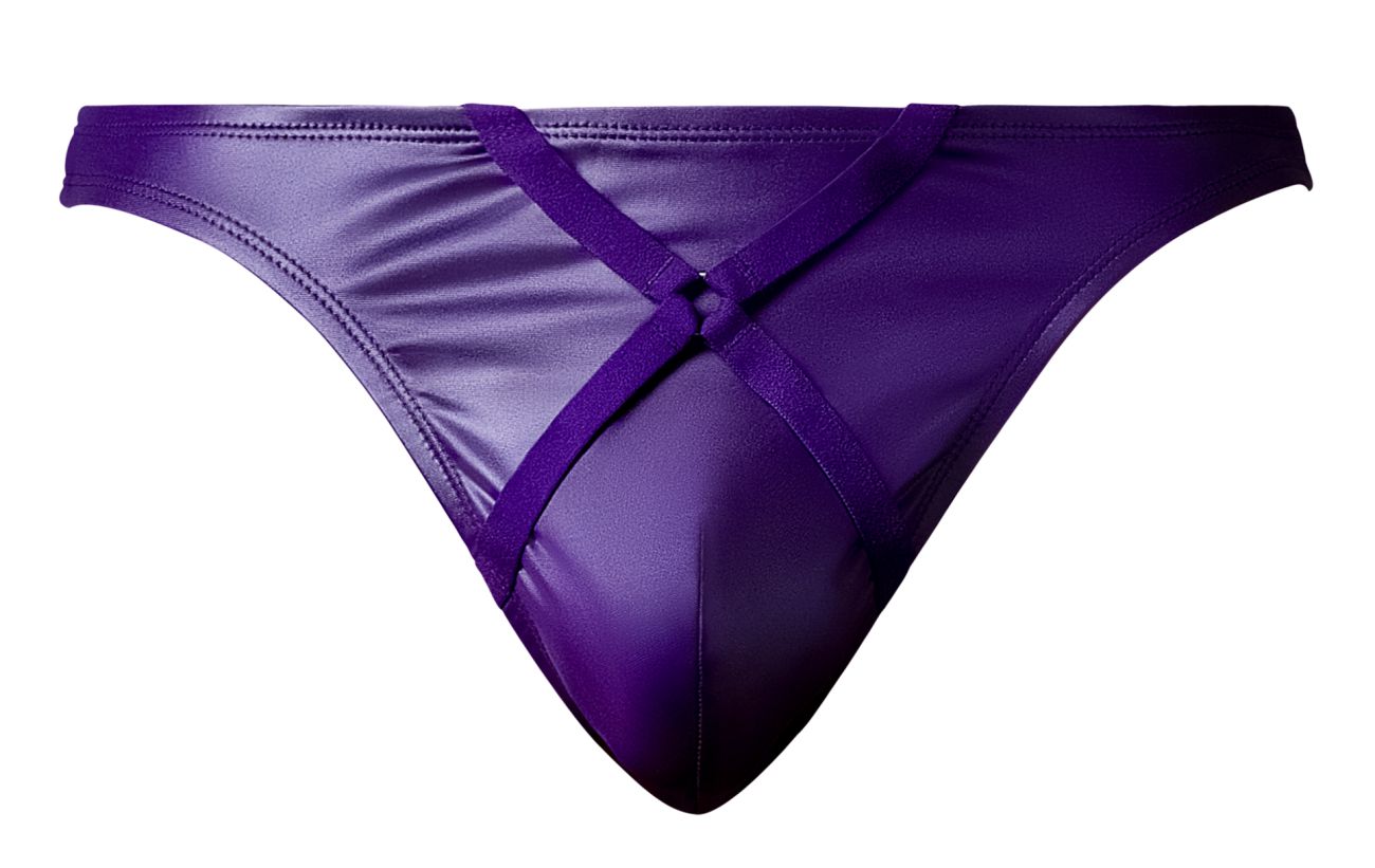Male Power 447-302 Eggplant Crossover Mens Sexy Thong Plum