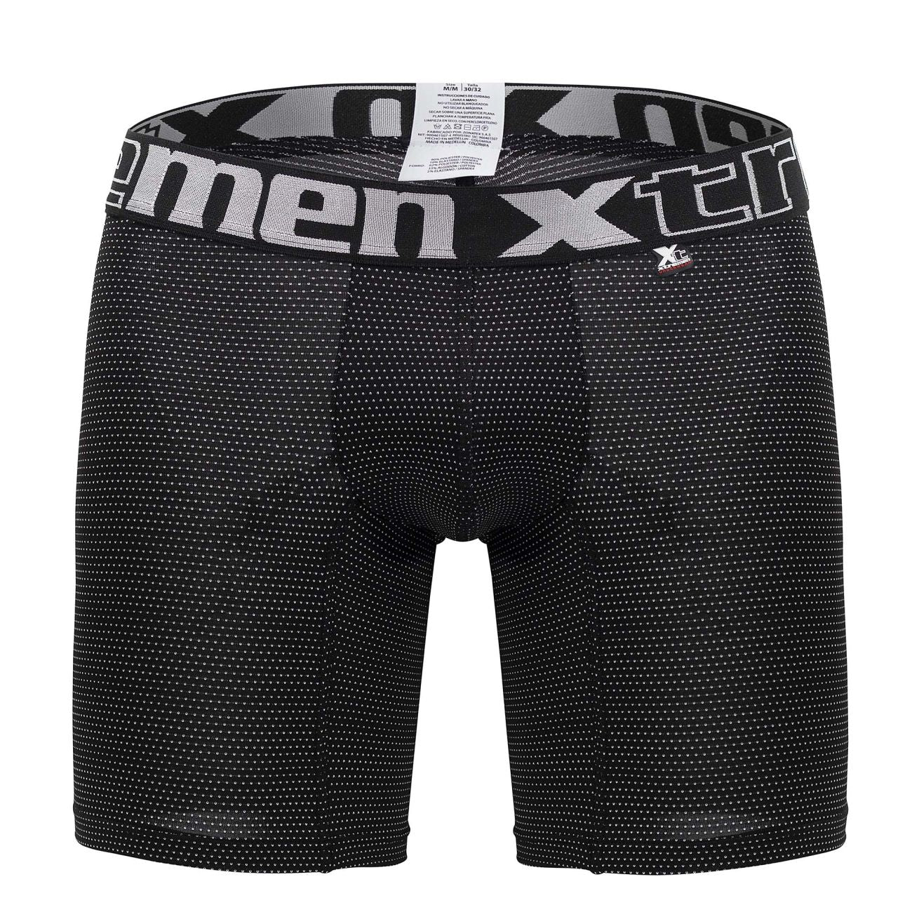 Xtremen 70005 Long Boxer Briefs Black White Plus Sizes