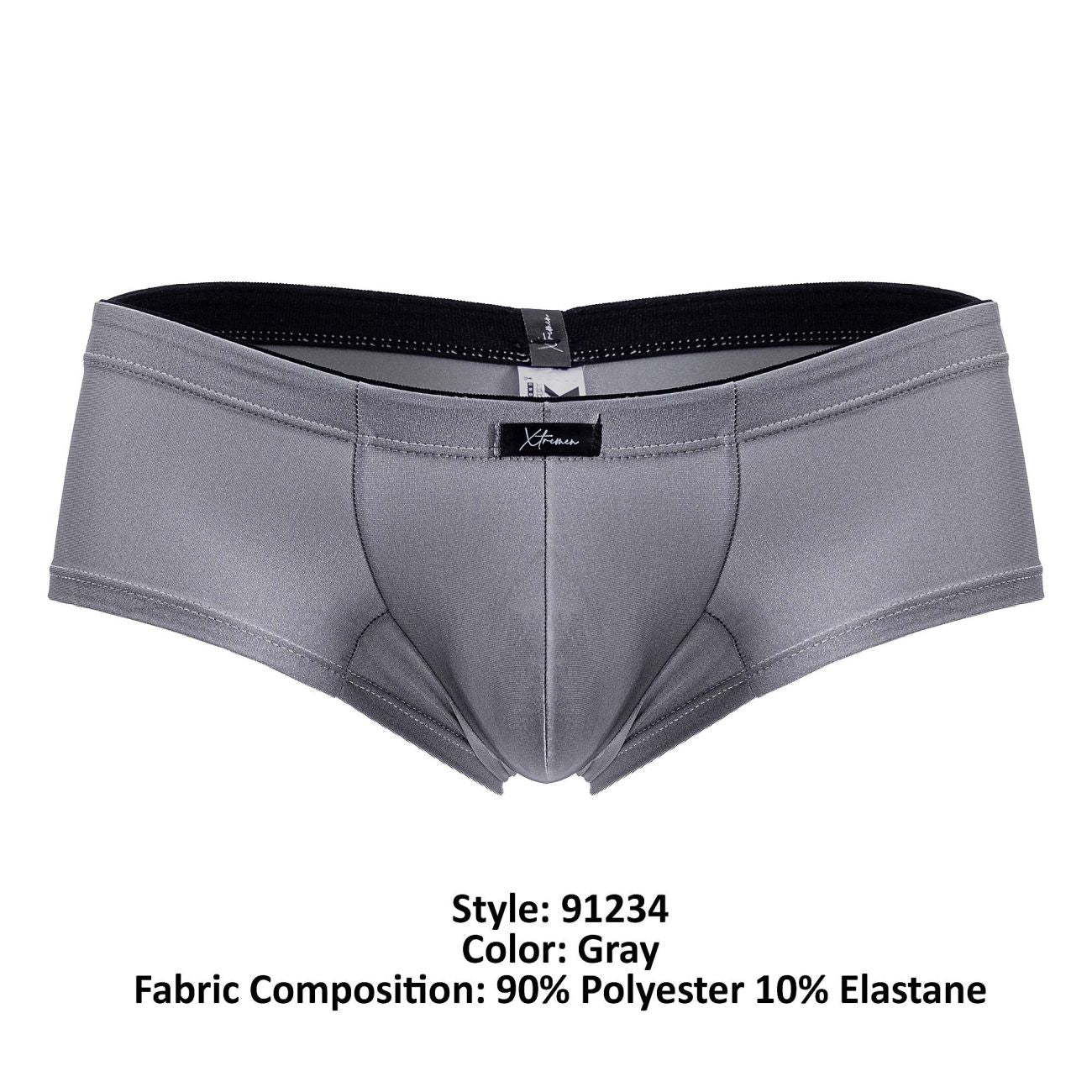 Xtremen 91234 Mens Microfiber Contoured Fit Trunks Gray