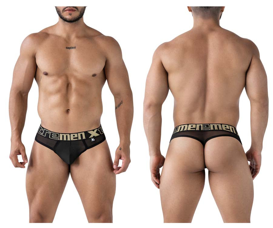 Xtremen 91235 Mens Sheer Microfiber Thong Black