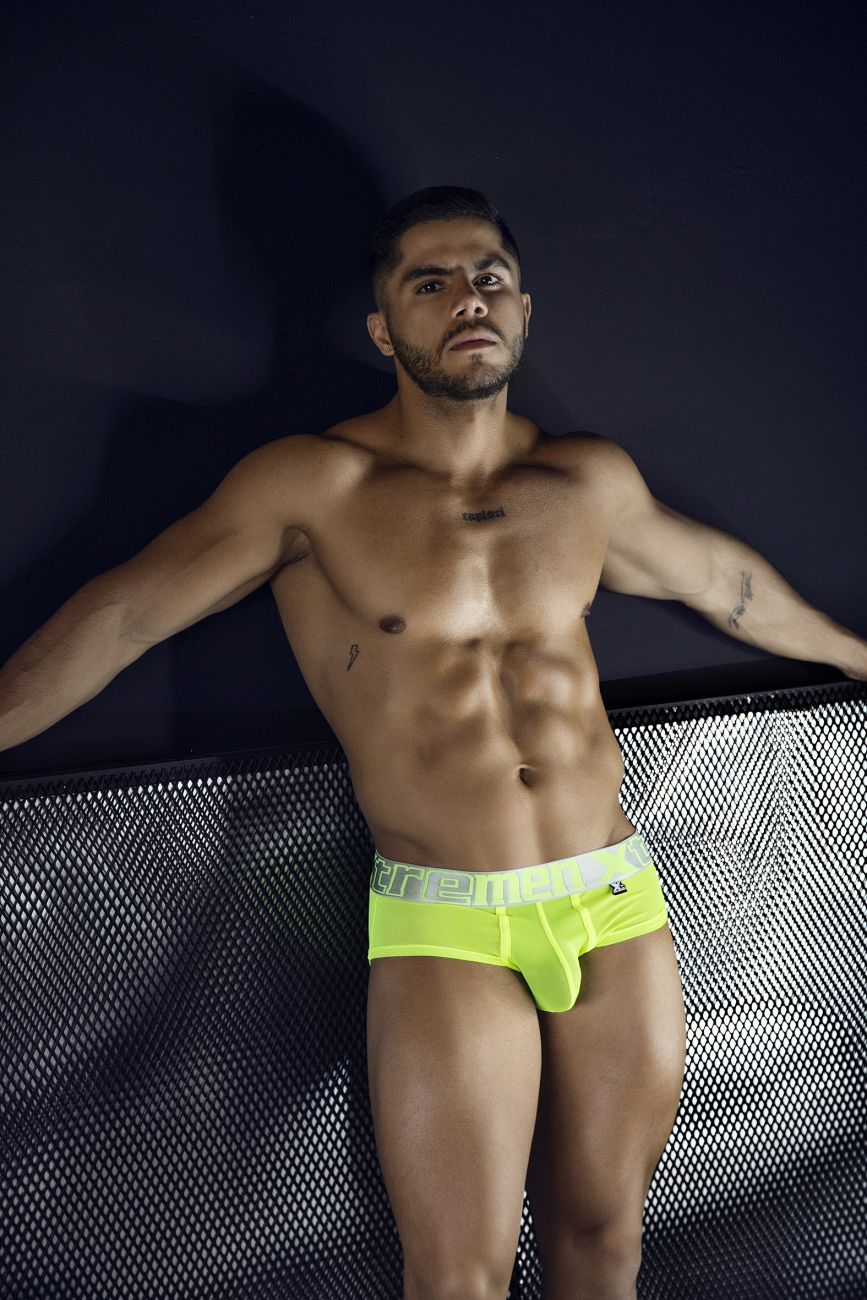 Xtremen 91236 Mens Sheer Microfiber Briefs Neon Green