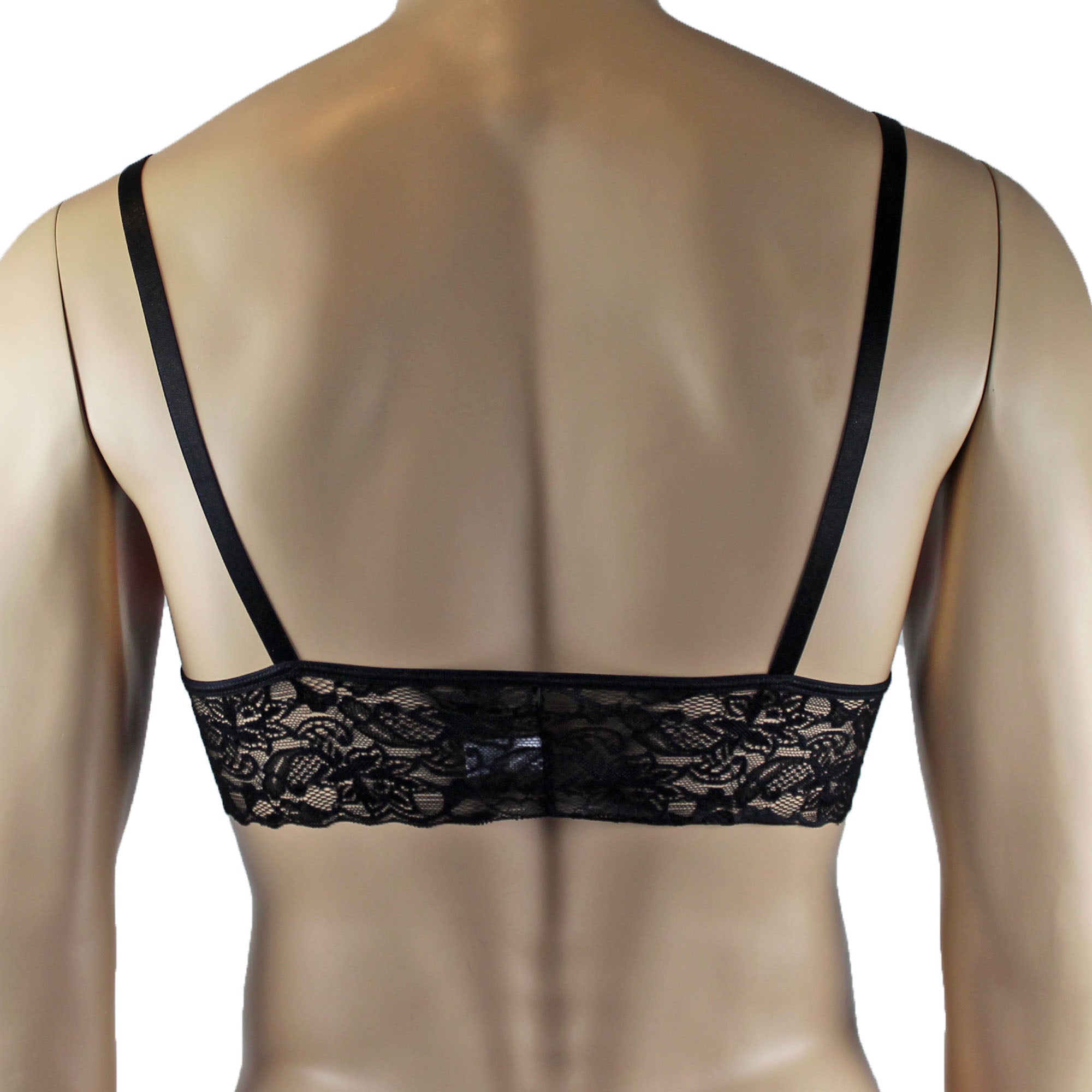 Mens Joanne Lace Bra Top Lingerie and Thong for Men Hot Pink and Black Lace