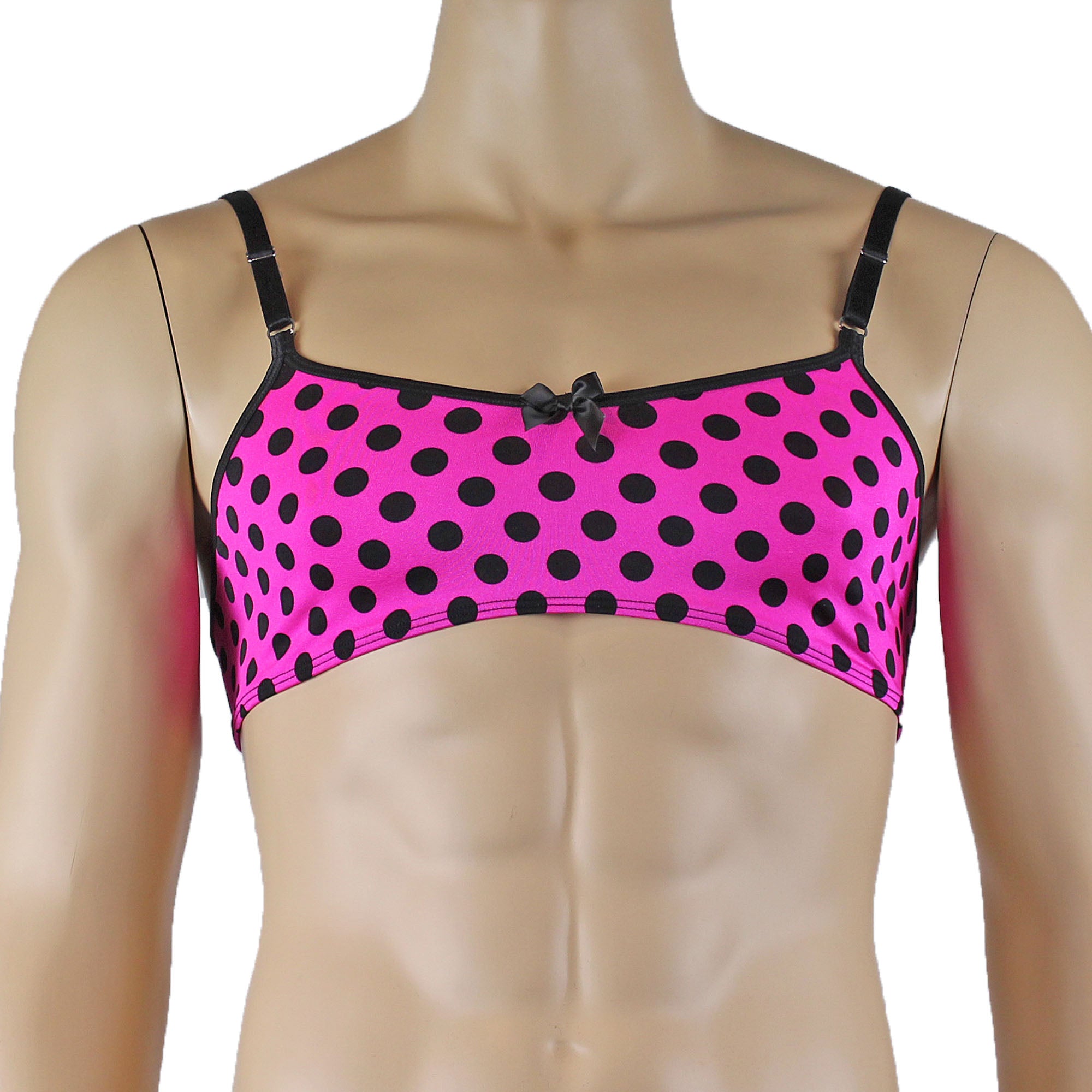 Mens Polka Dot Bra Top with Bow Front