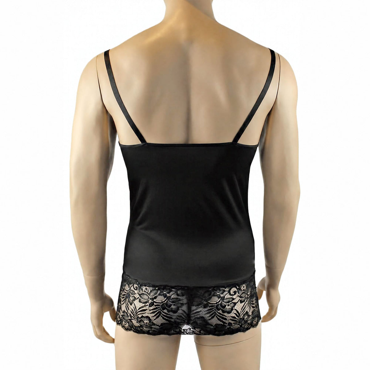 Mens Risque Camisole Mini Dress Chemise & G string Black & Black