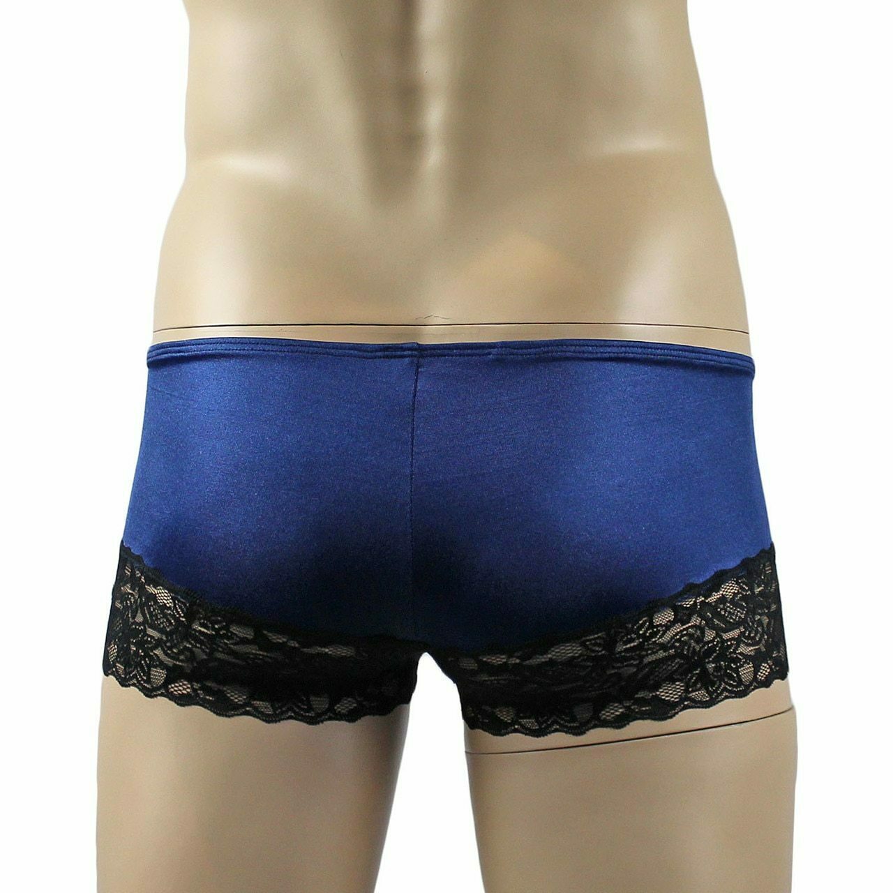 Mens Glamour Lycra & Lace Bra Top, Boxer Brief Shorts with Garterbelt & Stockings