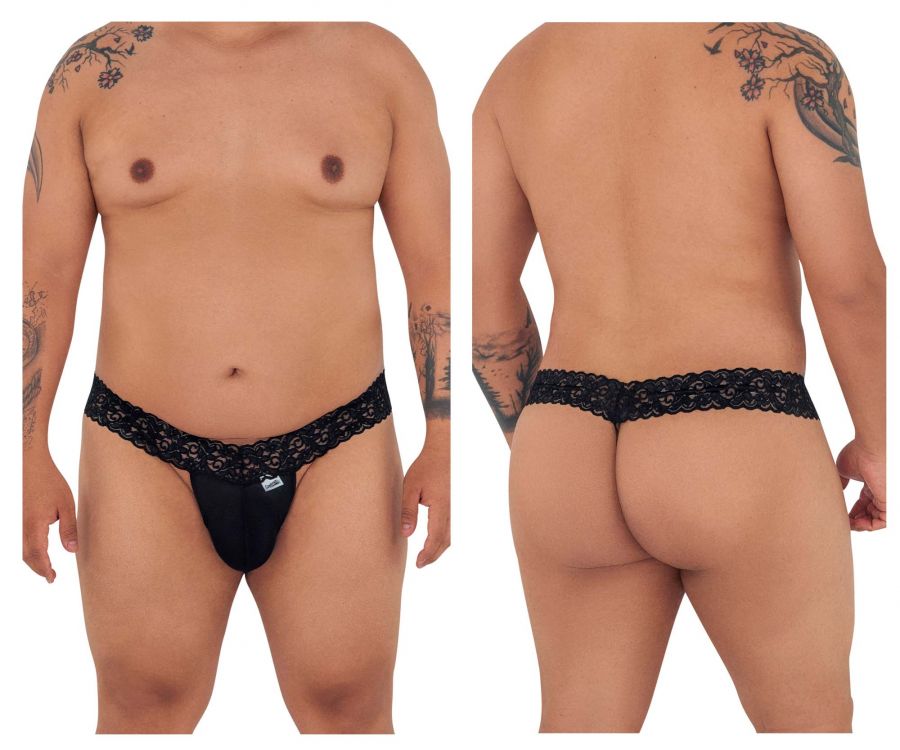 CandyMan 99370X Alluring Thongs Black Plus Sizes