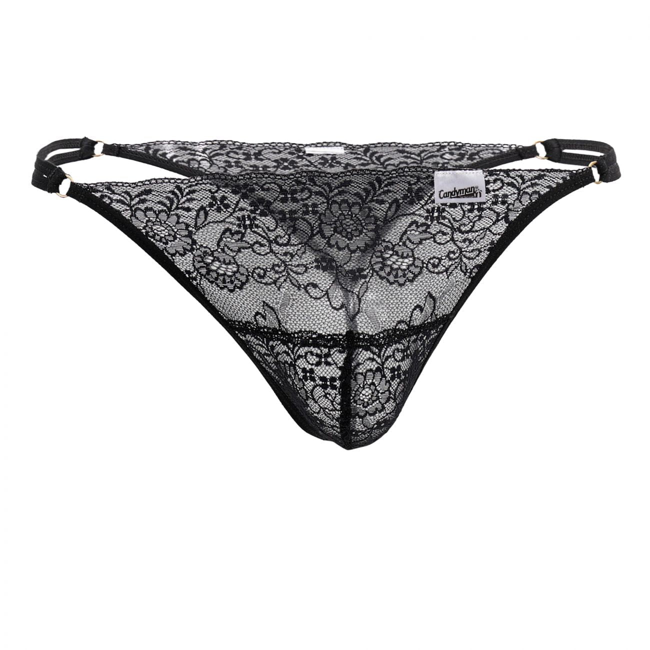 CandyMan 99421X Lace G-String Thongs Black Plus Sizes