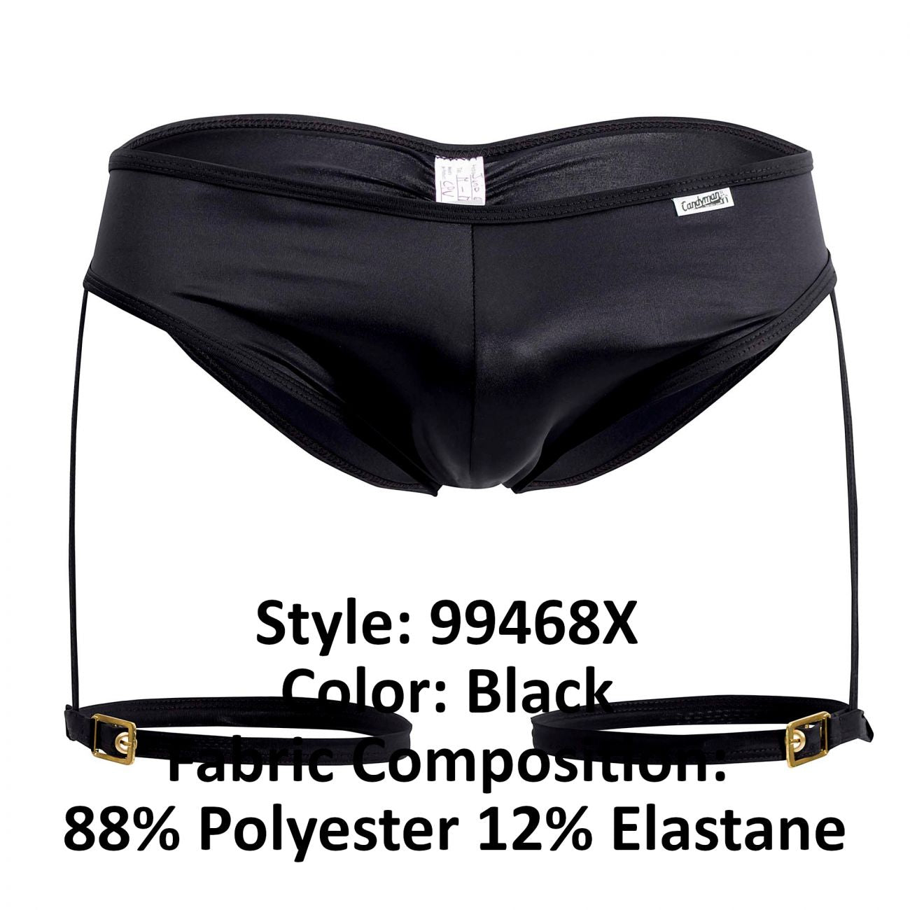 CandyMan 99468X Garter Briefs Black Plus Sizes