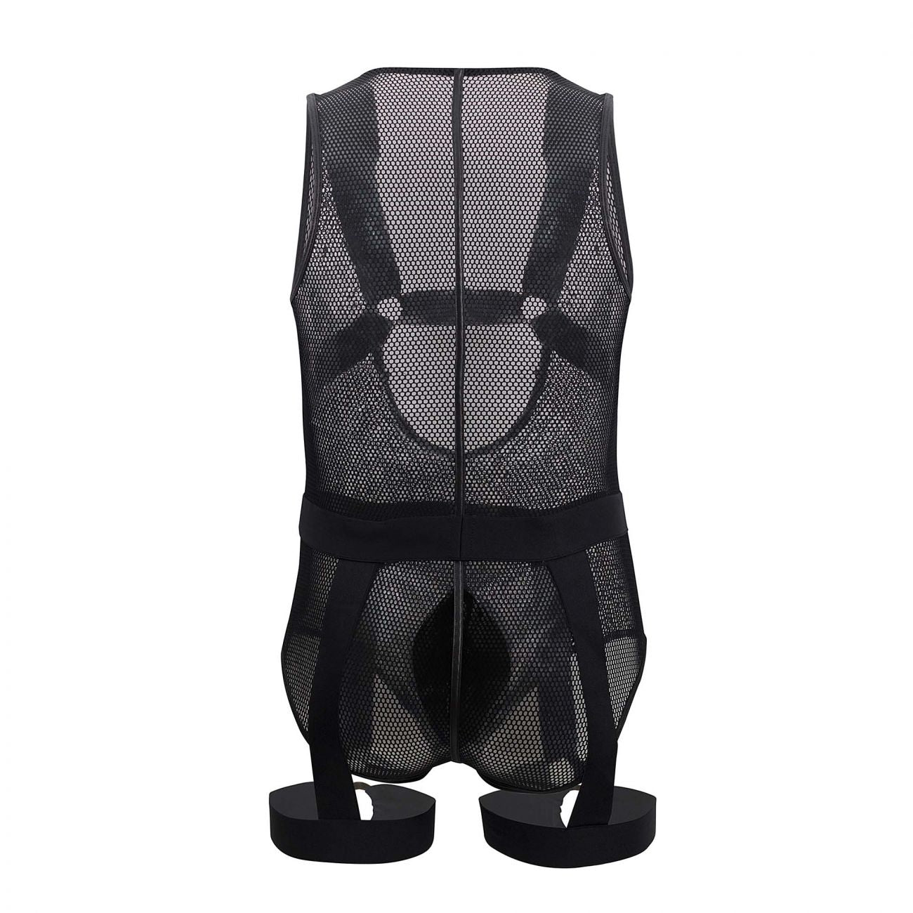 CandyMan 99529X Mesh Garter Bodysuit Black Plus Sizes