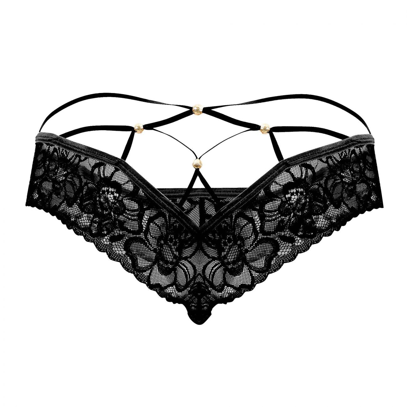 CandyMan 99551 Lace Peekaboo Briefs Black