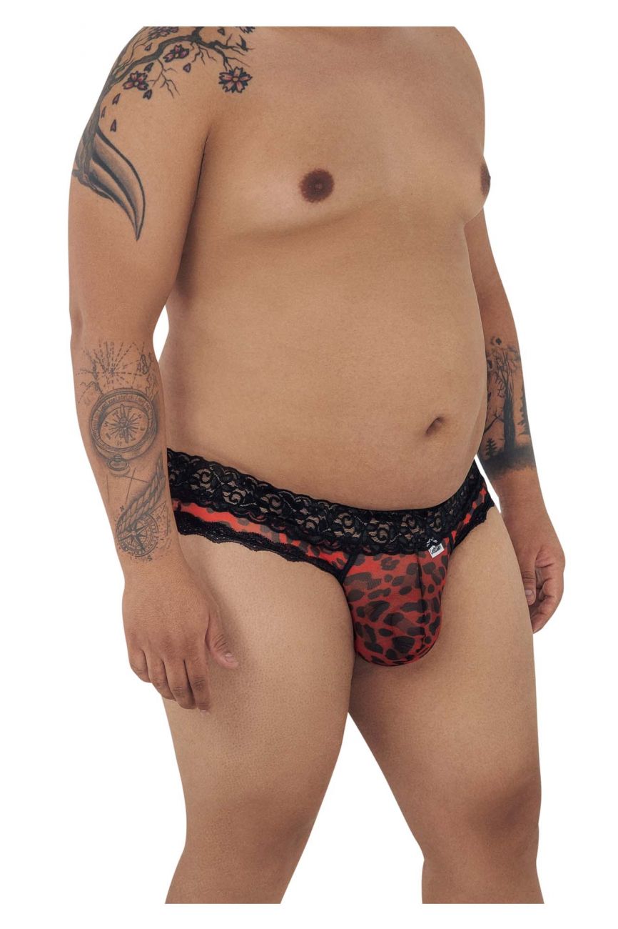 CandyMan 99596X Mesh-Lace Thongs Snake Print Plus Sizes