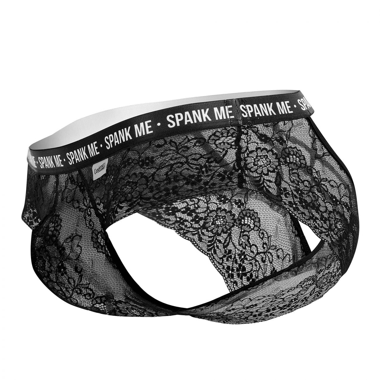 CandyMan 99615X Spank Me Lace Briefs Black Plus Sizes