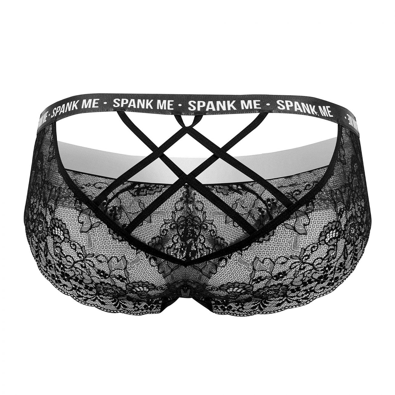 CandyMan 99615X Spank Me Lace Briefs Black Plus Sizes