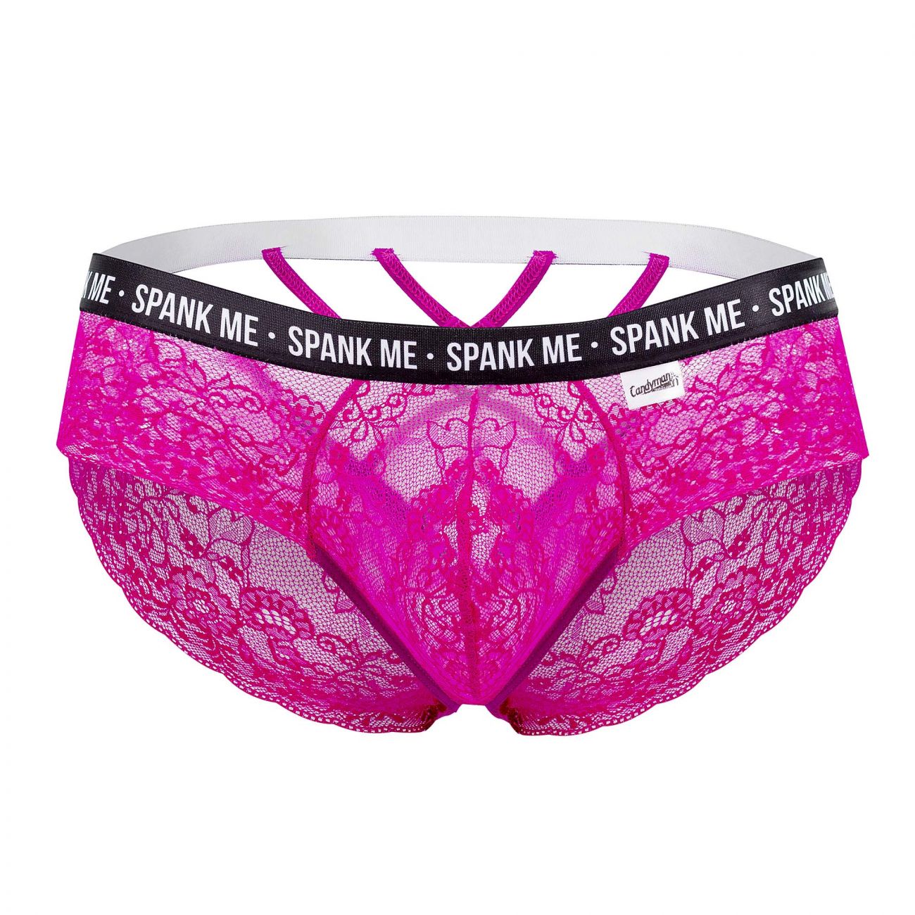 CandyMan 99615X Spank Me Lace Briefs Pink Plus Sizes