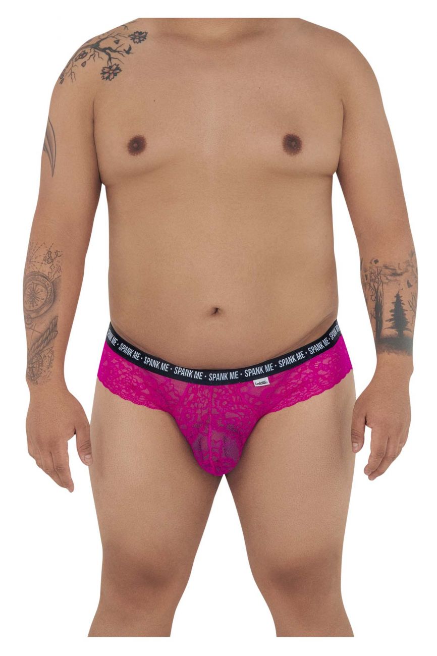 CandyMan 99615X Spank Me Lace Briefs Pink Plus Sizes