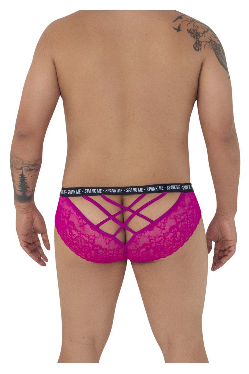 CandyMan 99615X Spank Me Lace Briefs Pink Plus Sizes