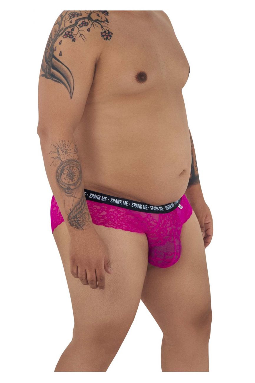 CandyMan 99615X Spank Me Lace Briefs Pink Plus Sizes