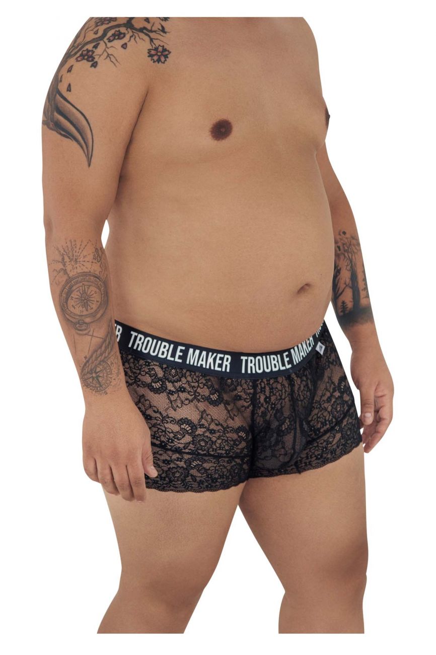CandyMan 99616X Trouble Maker Lace Trunks Black Plus Sizes