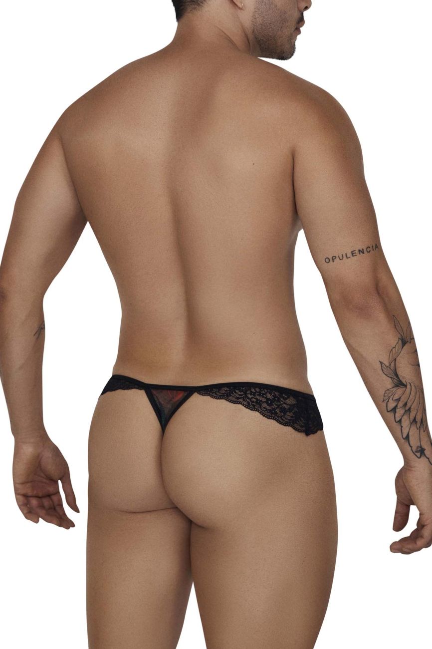 CandyMan 99658 Lace Thongs Black Print