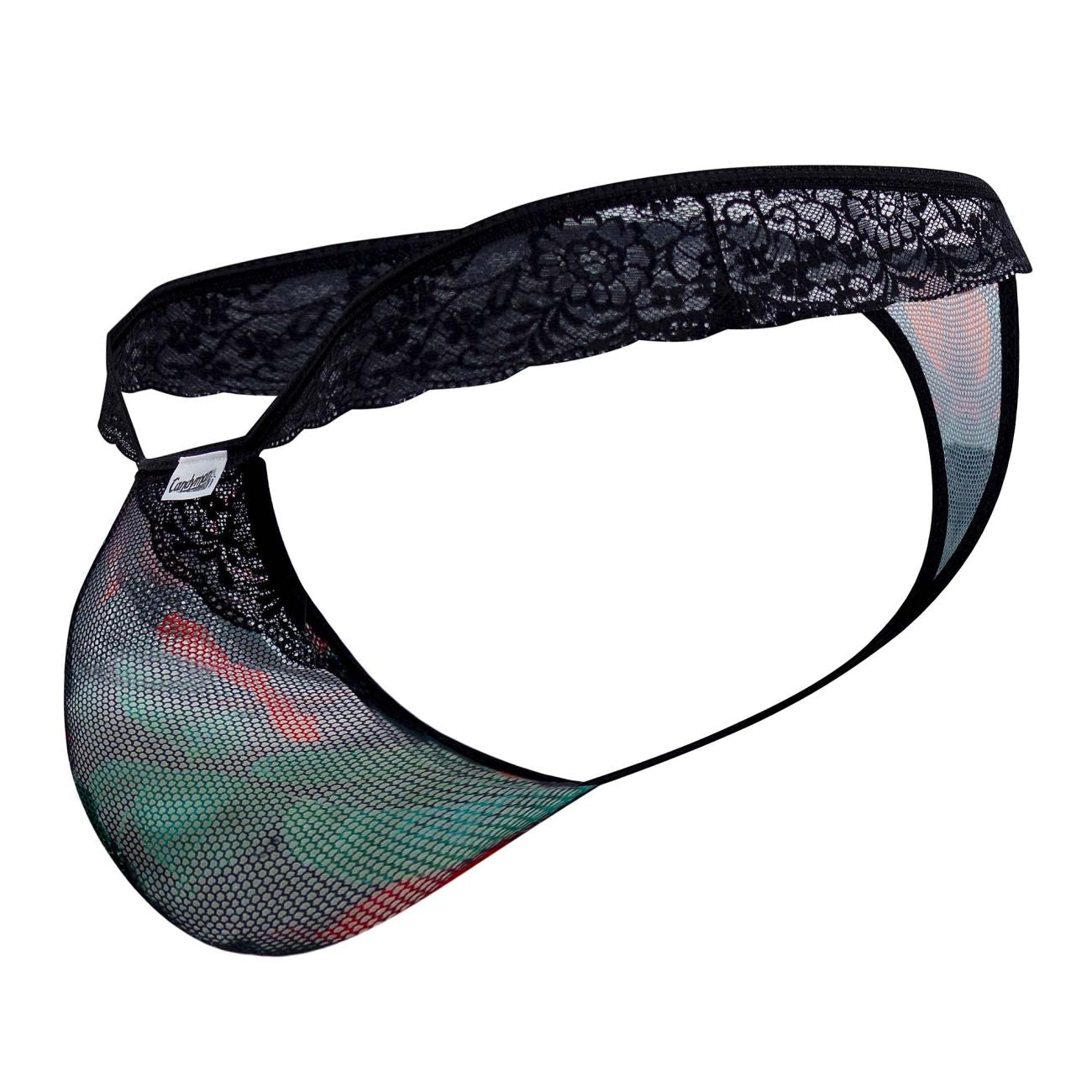 CandyMan 99658 Lace Thongs Black Print