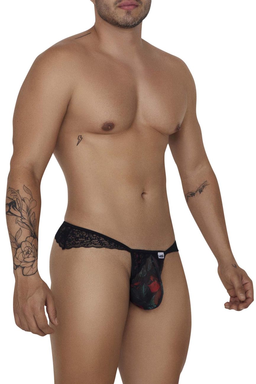 CandyMan 99658 Lace Thongs Black Print