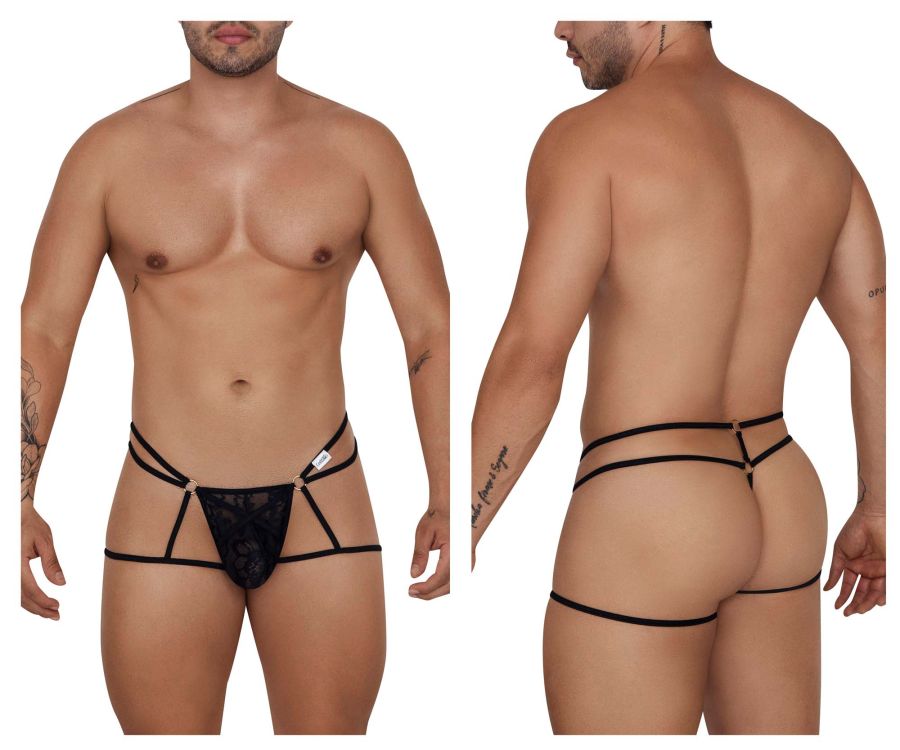 CandyMan 99671 Lace Jock Thongs Black