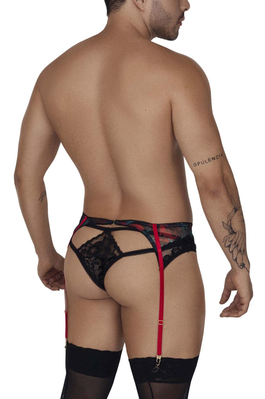 CandyMan 99688 Garter Thongs Two Piece Set Black