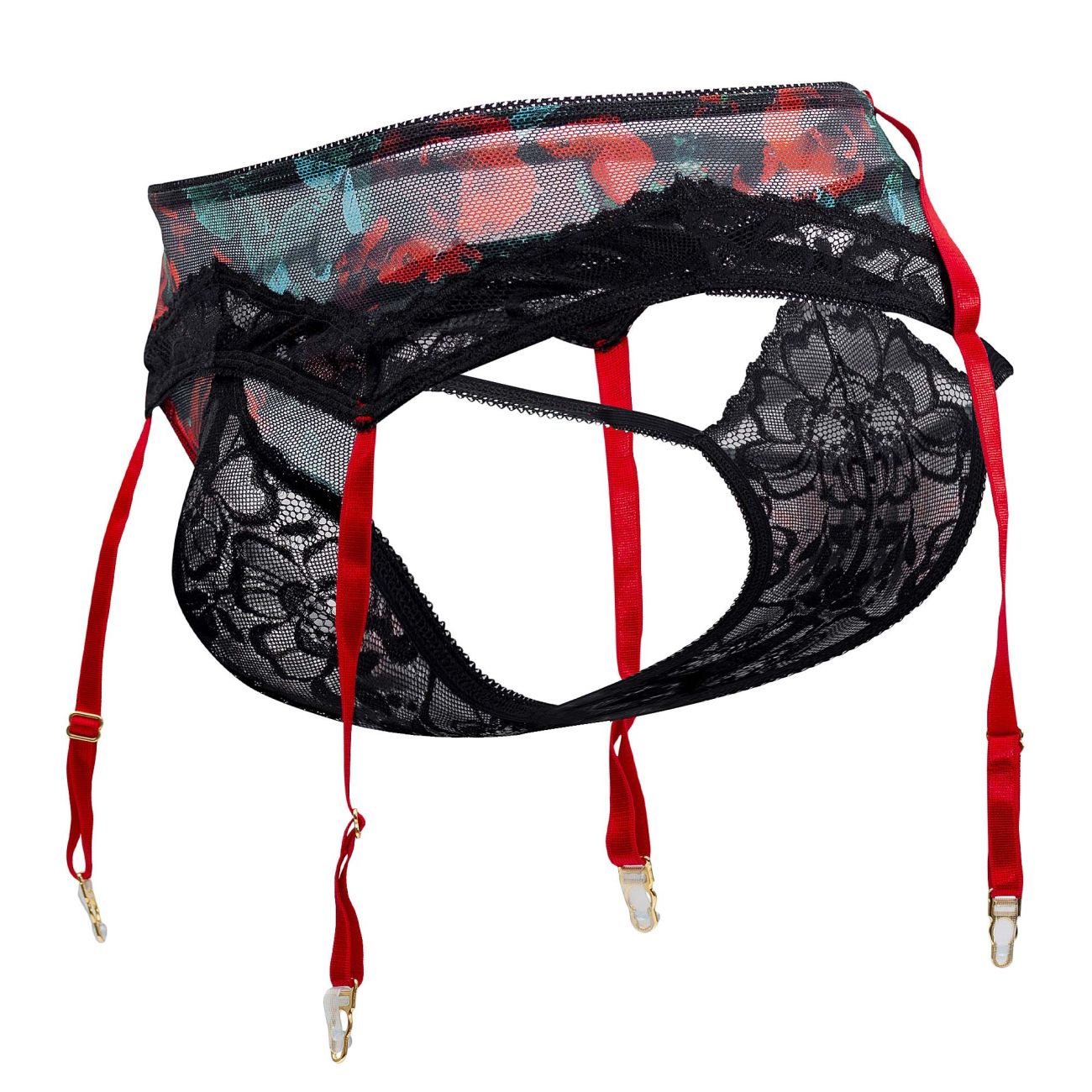 CandyMan 99688 Garter Thongs Two Piece Set Black
