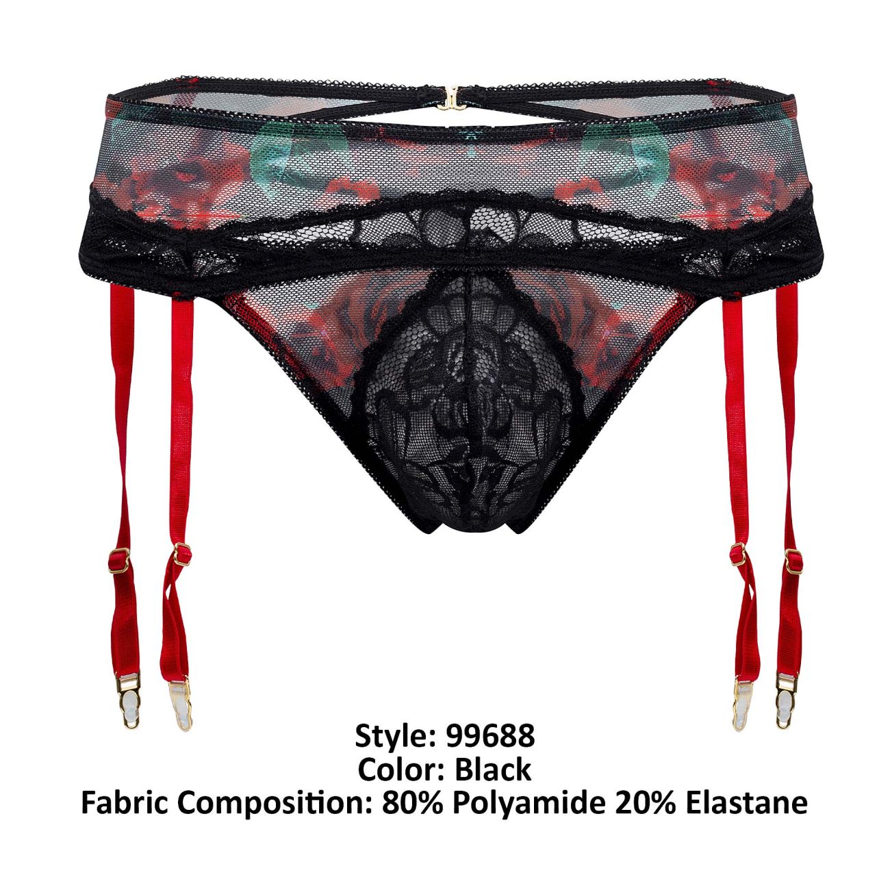 CandyMan 99688 Garter Thongs Two Piece Set Black