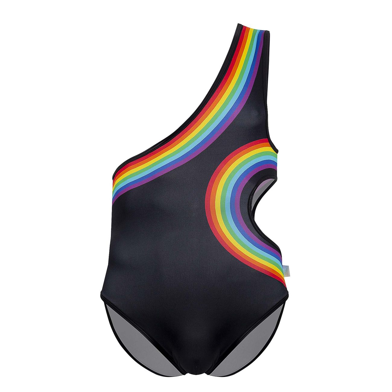 CandyMan 99702X Rainbow Bodysuit Black Plus Sizes