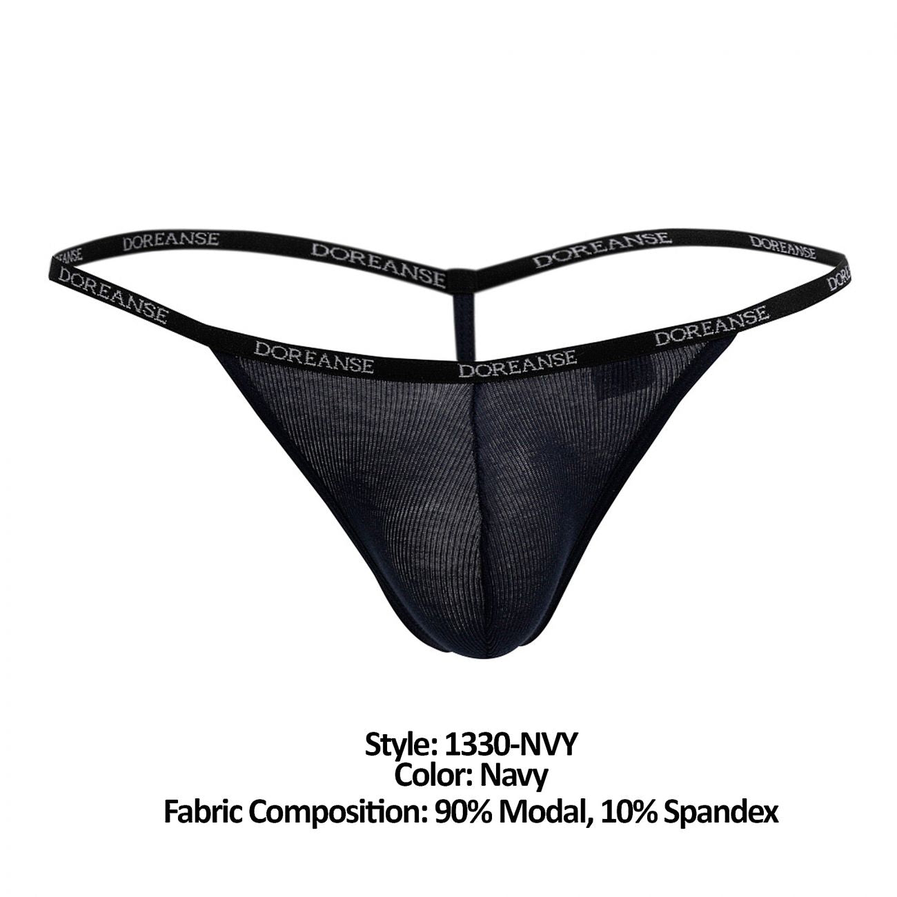 Doreanse 1330-NVY Ribbed Modal T-thong