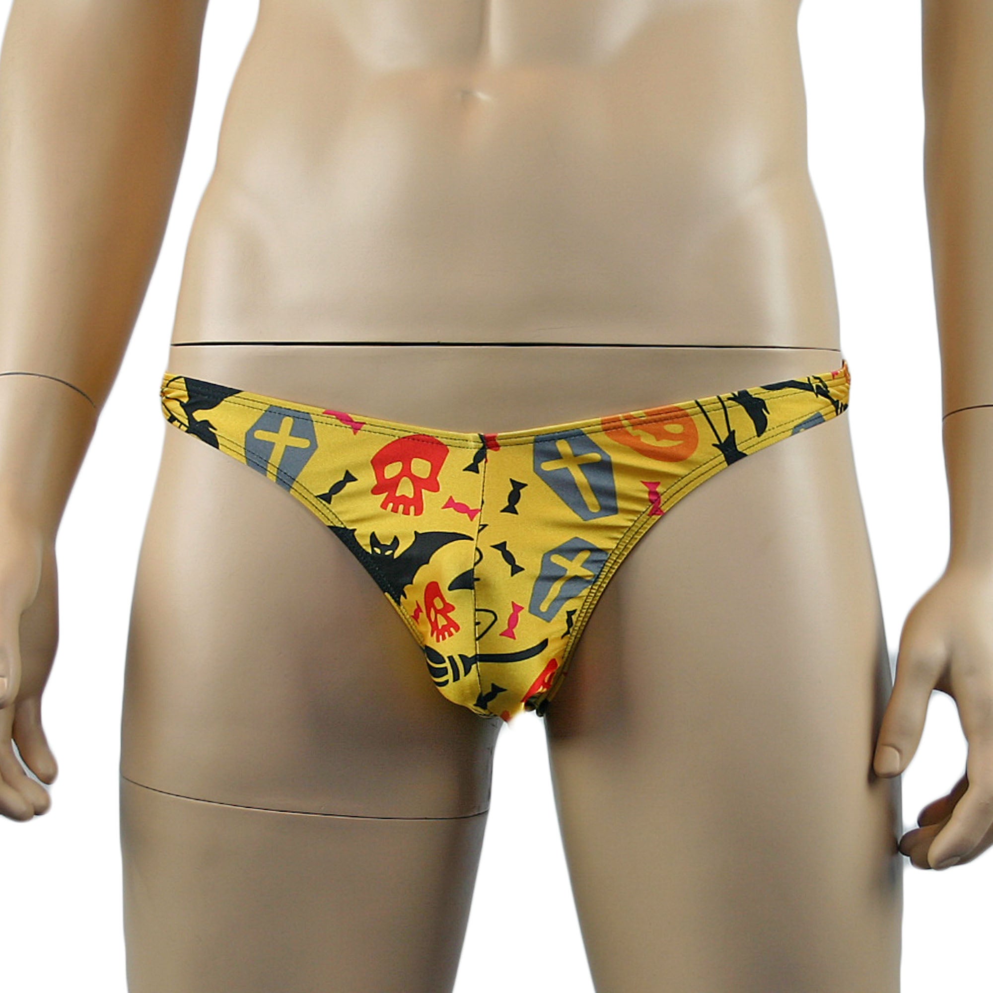 Mens Gothic Halloween Thong Underwear, Witches, Bats & Cats