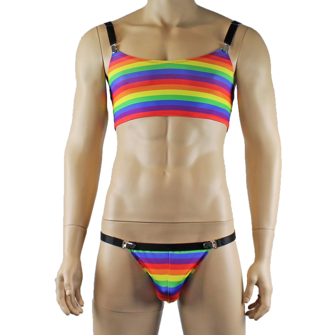 LGBTQ Rainbow Gay Pride Crop Top and Thong