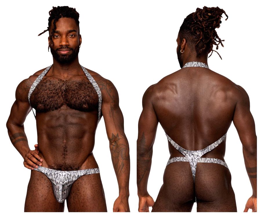Male Power 404-282 S-naked Shoulder Sling Harness Thong Silver-Black