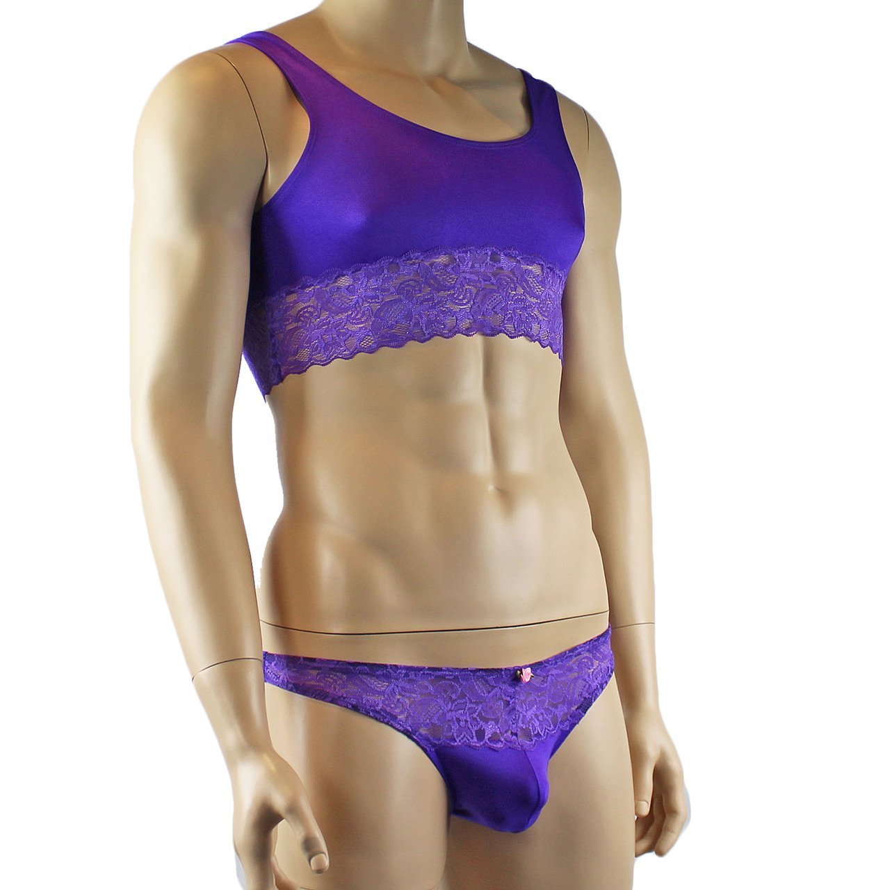 Male Lingerie Bra Camisole Top with Capri Bikini (purple plus other colours)