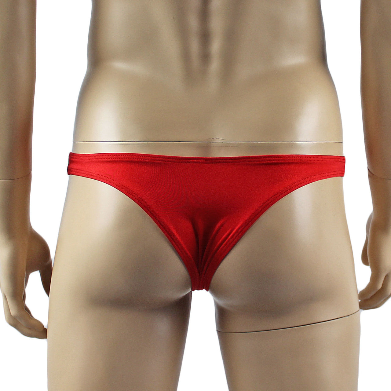 Male Penny Lingerie Stretch Spandex Capri Bikini with Lace Red