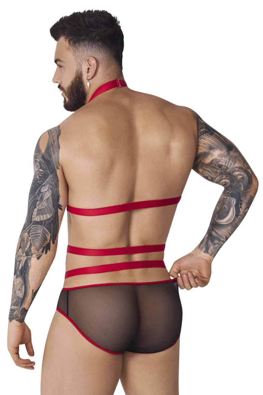 Pikante 1084 Lips Harness Briefs Red