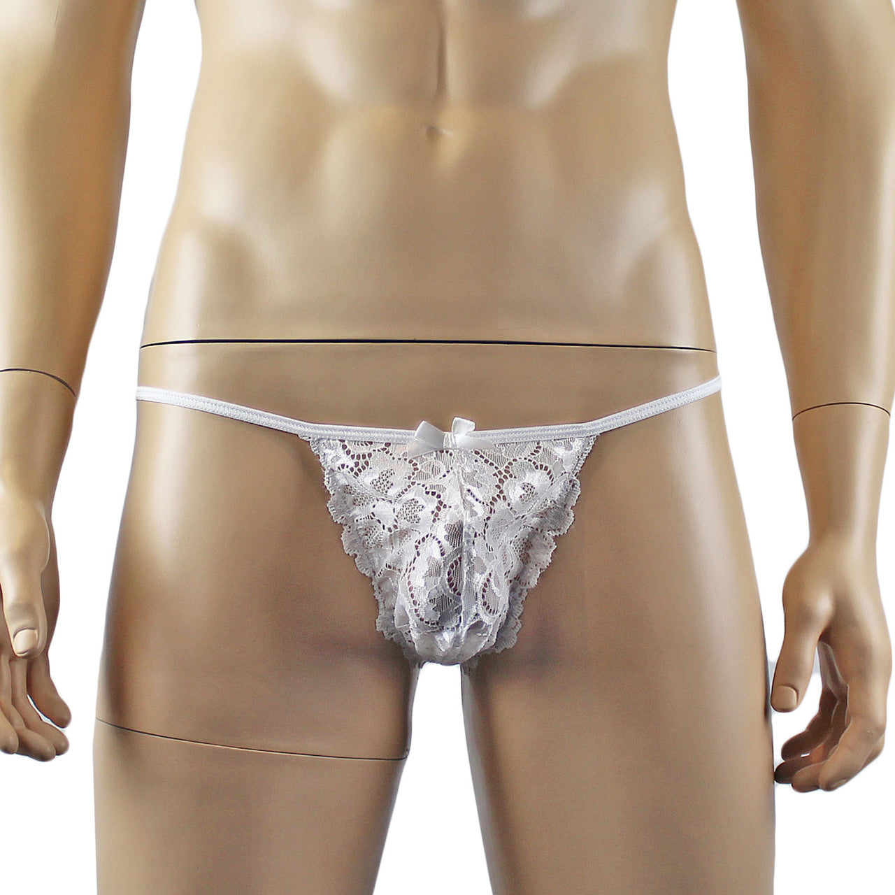 Mens Sweetheart Shiny Lace Pouch G string (white plus other colours)