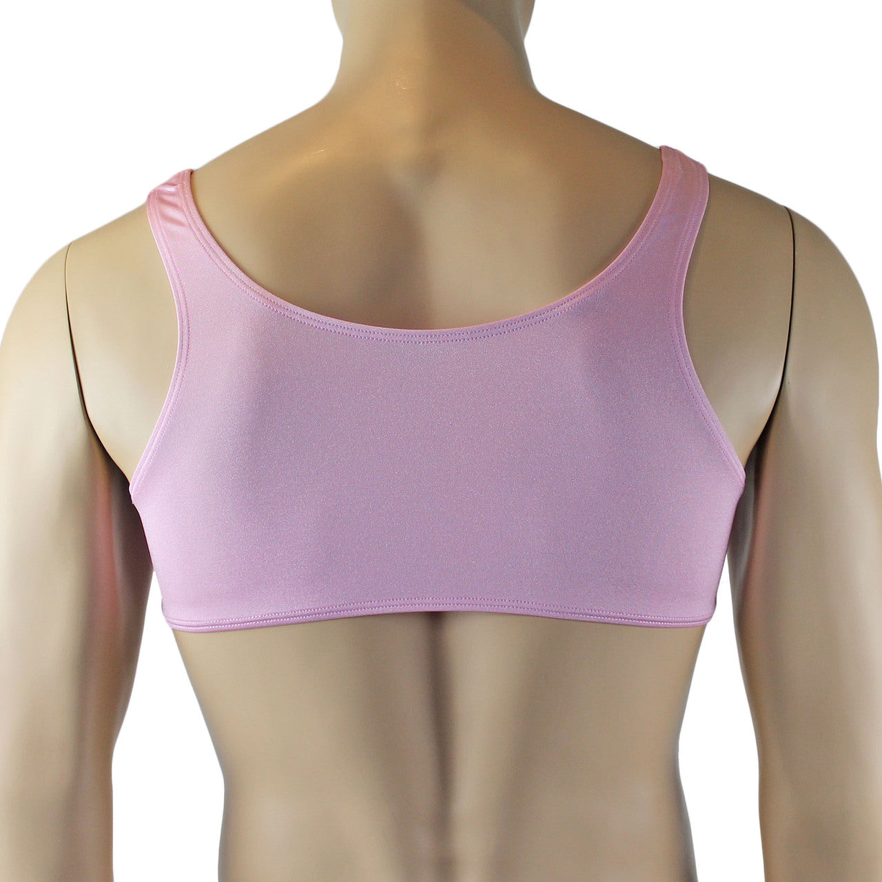Male Angel Stretch Spandex Bra Top with Bow Pink